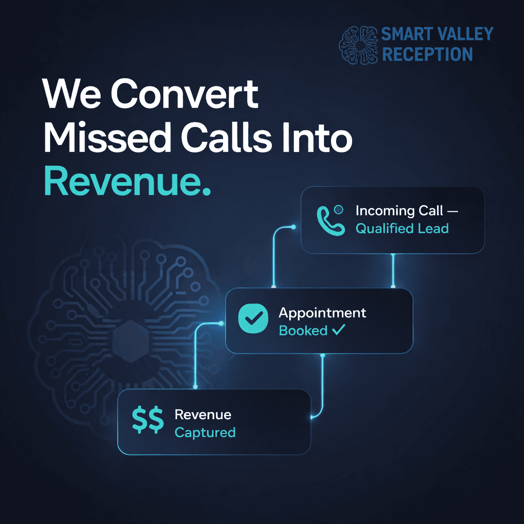 Smart Valley Reception – We Convert Missed Calls Into Revenue graphic