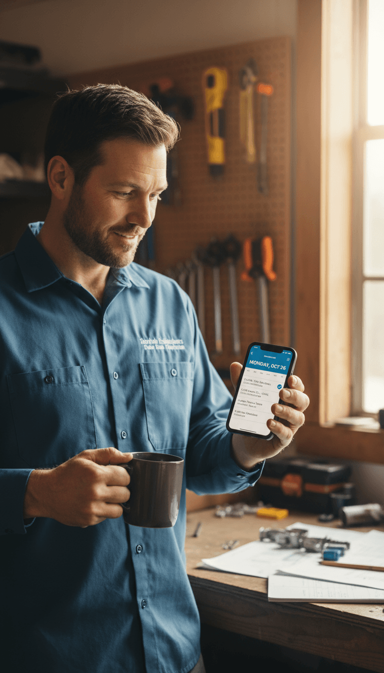 Trade business owner checking scheduled appointments