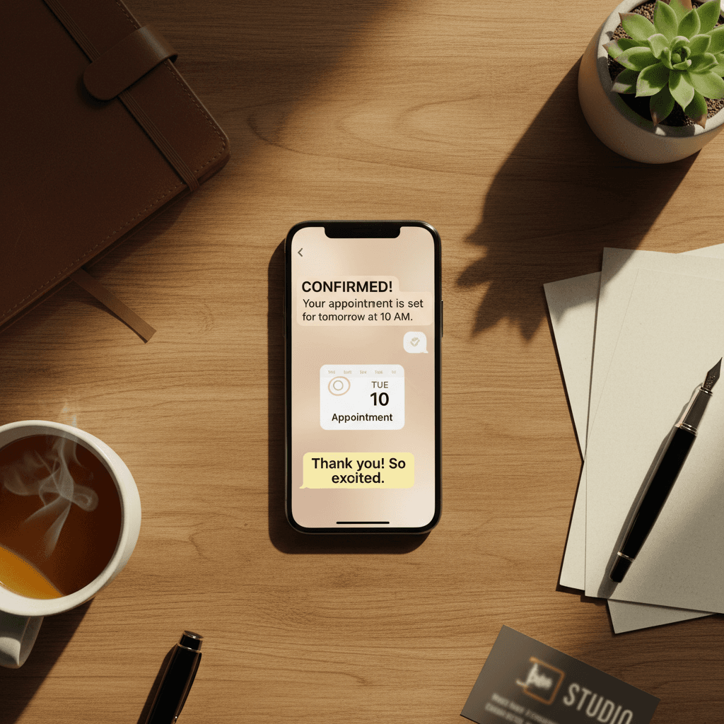 Confirmation message sent to customer on smartphone
